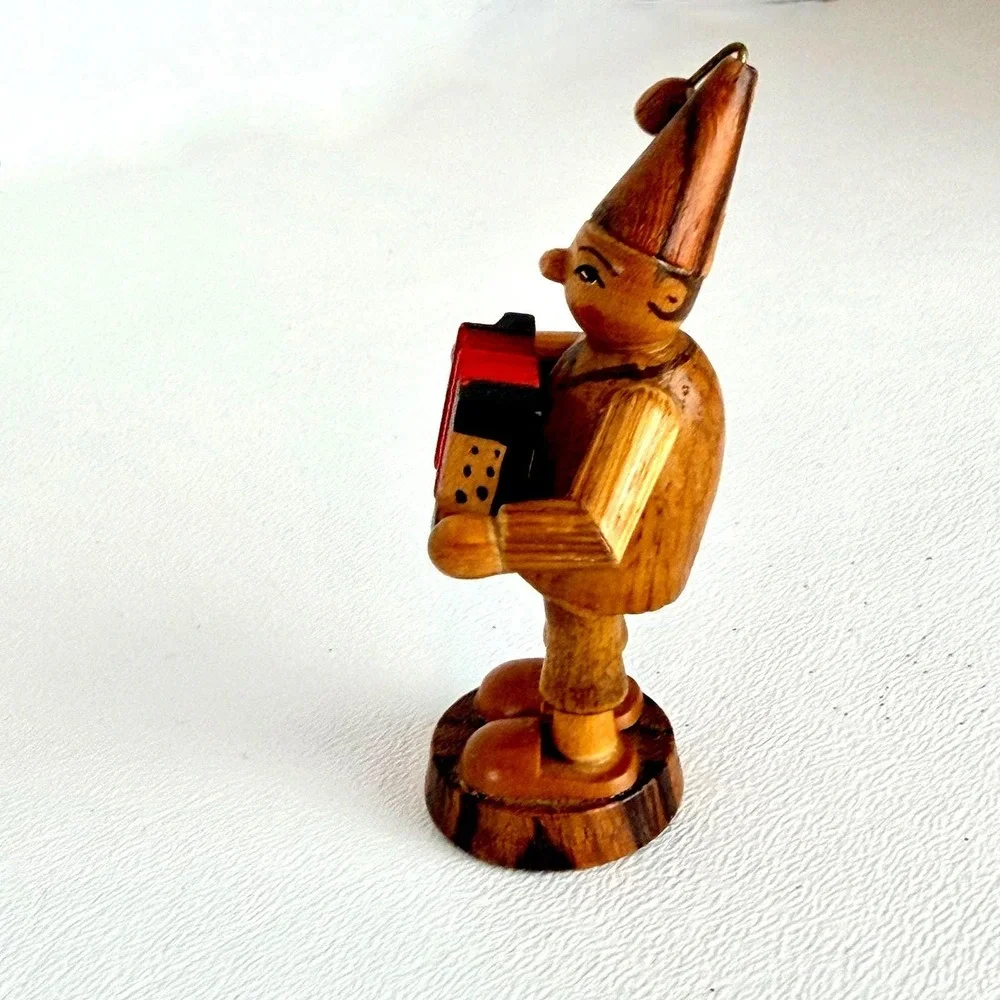 Vintage German Figurine Accordion Player Handcrafted Erzgebirge Folk Art